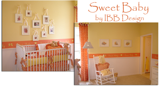 nursery design, nursery decor, white crib, orange nursery, baby room, baby decor