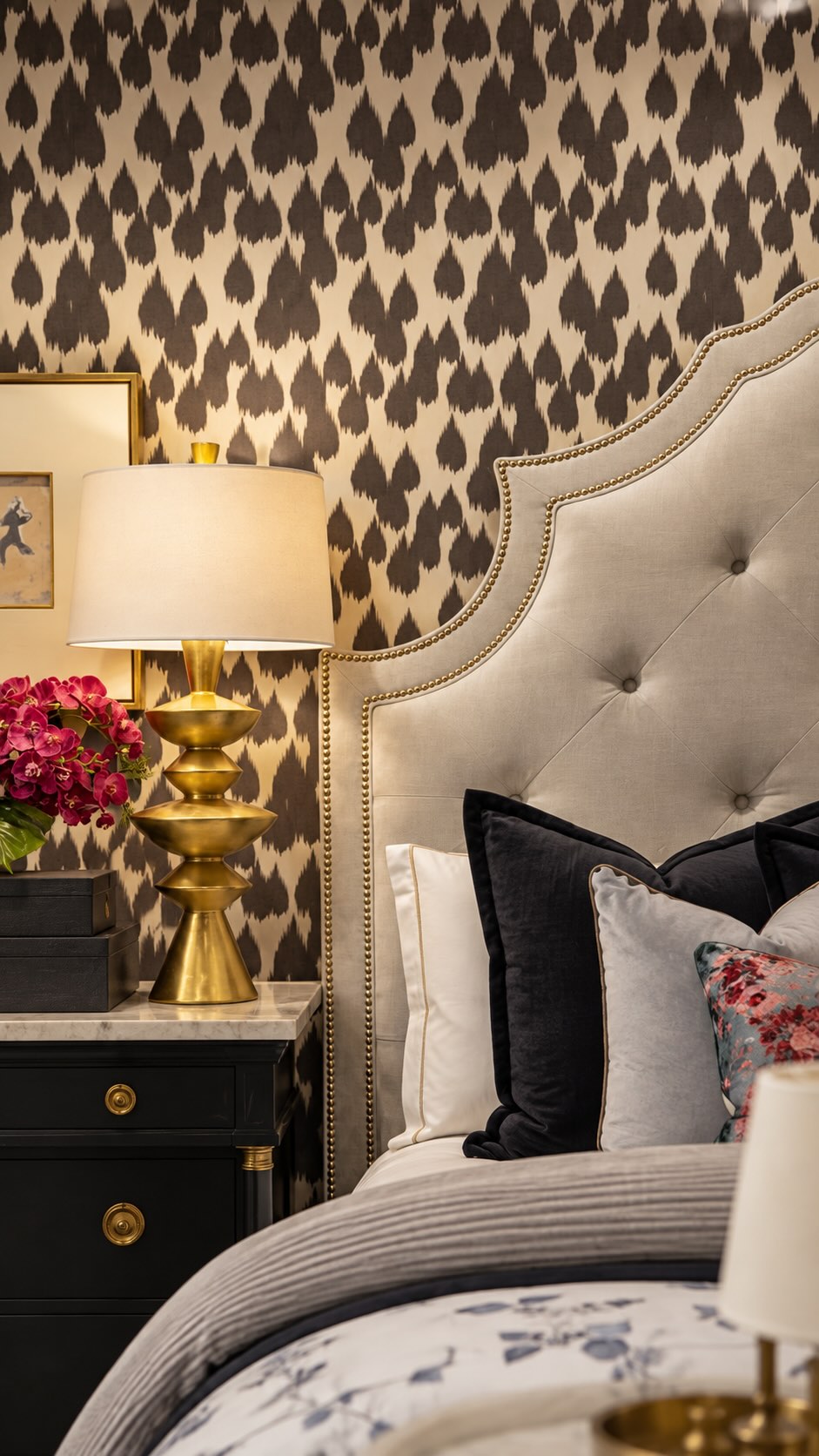The perfect bedside lamp is all about proportion. ✨As IBB designer Cindy Tadie shares, selecting lamps for your bedroom involves more than choosing a beautiful style. It’s important to consider the height and scale of your headboard and nightstands together to create a balanced composition.Lamps that are too small can get lost beside a substantial headboard, while oversized lamps can overwhelm the entire arrangement.Designer takeaway: Think of your bed, nightstands, and lamps as one complete composition. Each piece should complement the others, creating beautiful balance without competing for attention.It’s these thoughtful details that make a bedroom feel beautifully pulled together. 🤍