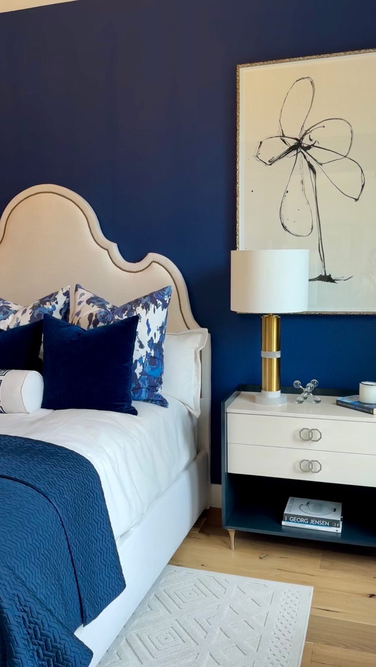 This primary bedroom, designed by our model team for @highlandhomestx, features deep blue tones and custom drapery that brings softness and drama to the space.Layered details, thoughtful function, and a bold use of color create a room that feels intentional and livable.All furnishings and accessories are from our 90,000 sq ft store in Frisco, Texas. Visit us to find the perfect pieces to create your dream home, and work with our design team to bring it all together.#PrimaryBedroomDesign #BlueBedroom #CustomDrapery #InteriorDesignInspo #LuxuryInteriors #FriscoTX #HomeFurnishings #DesignerBedroom #teamIBB #dreamhome